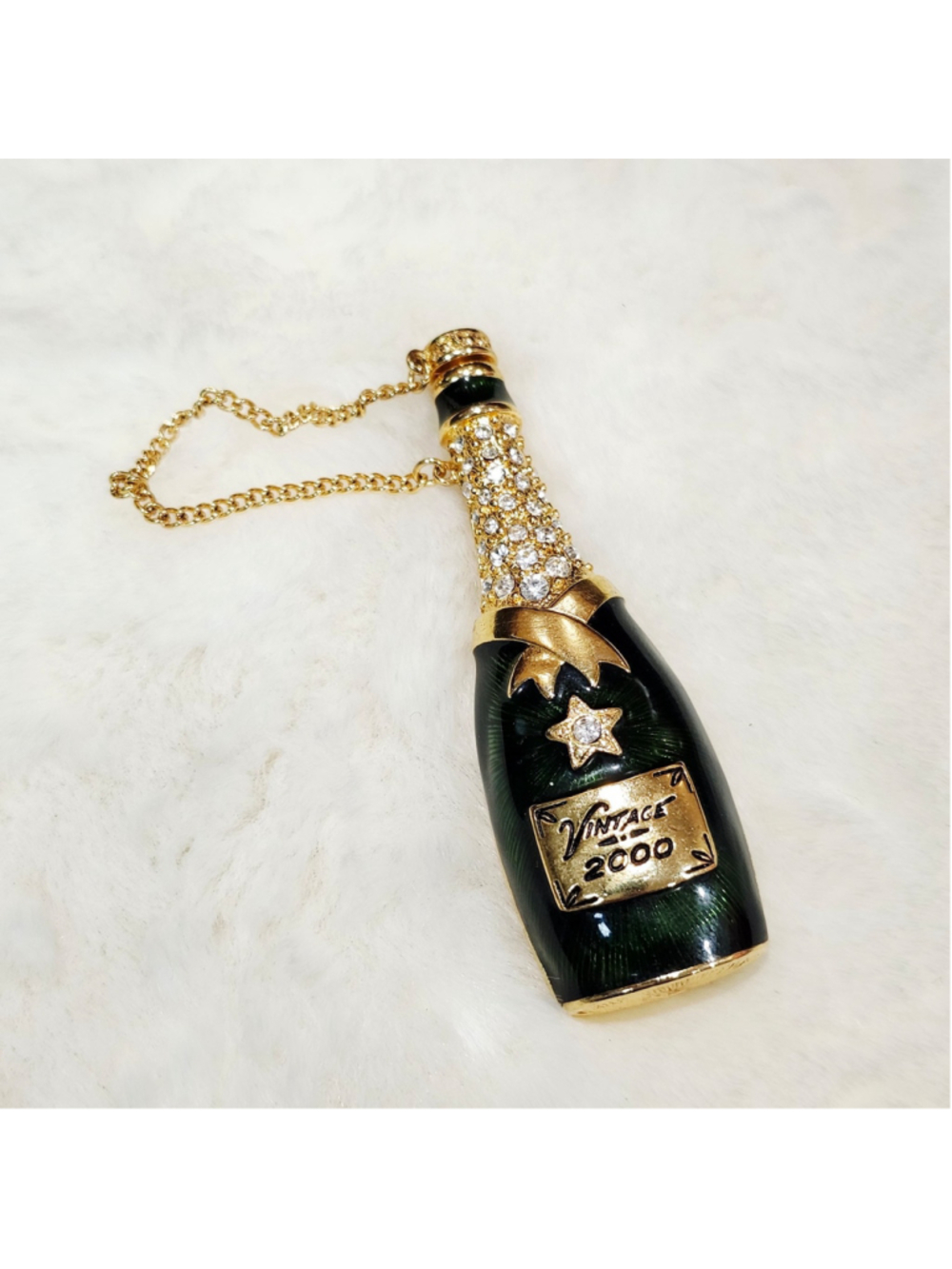R.J. Graziano Champagne Bottle Brooch Pin - Black & Gold